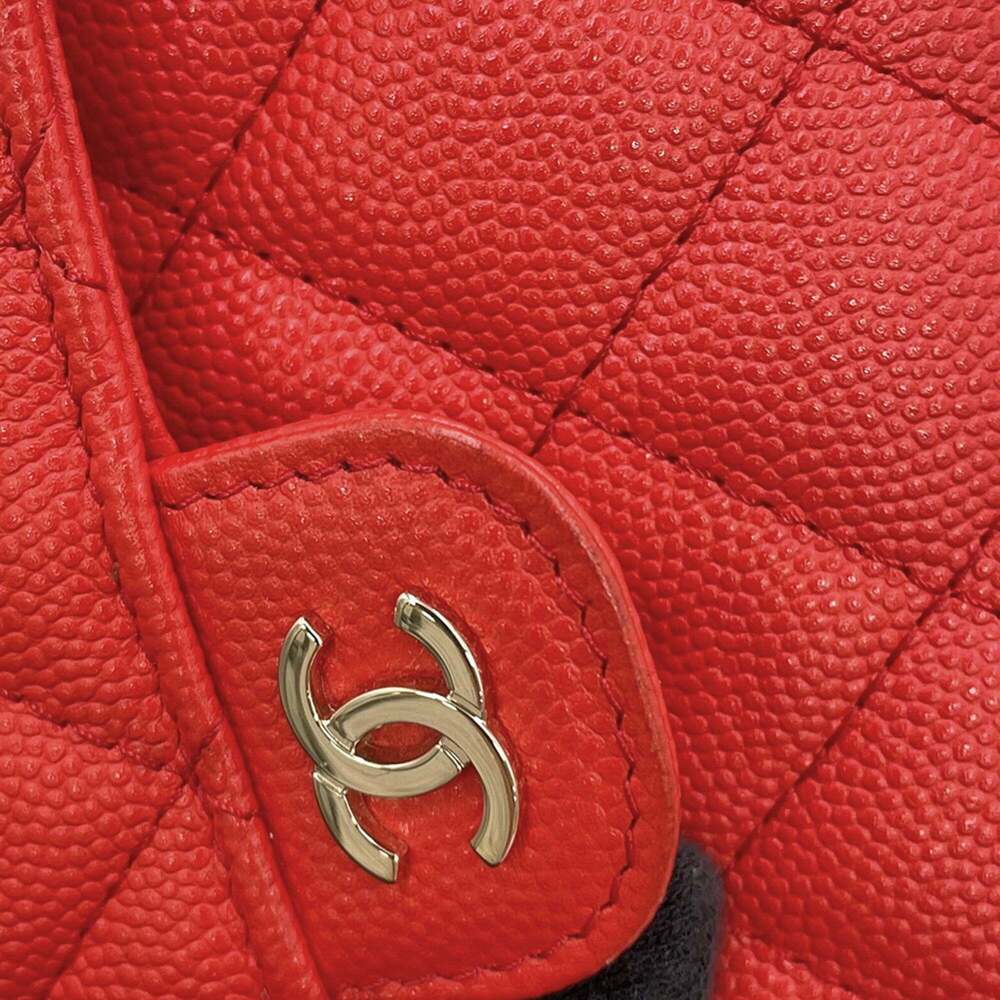 CHANEL Red Caviar Leather Logo Wallet - Picture 9 of 16